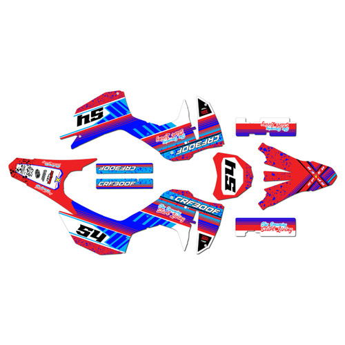 honda crf300f graphics kit 2025-2026 split series blue