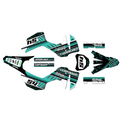 honda crf300f graphics kit 2025-2026 split series teal
