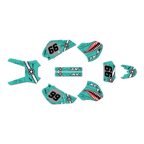 honda xr400 graphics kit 1996-2004 predator series teal