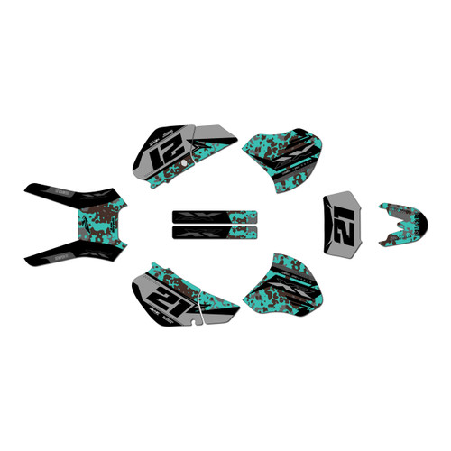 honda xr400 graphics kit 1996-2004 semperfi series teal
