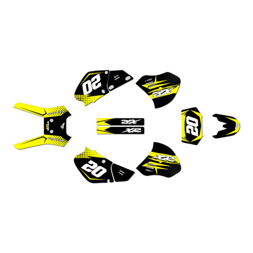 honda xr400 graphics kit 1996-2004 spear series yellow