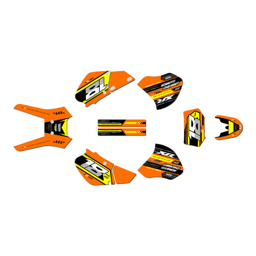 honda xr250 graphics kit 1996-2004 warrior series orange