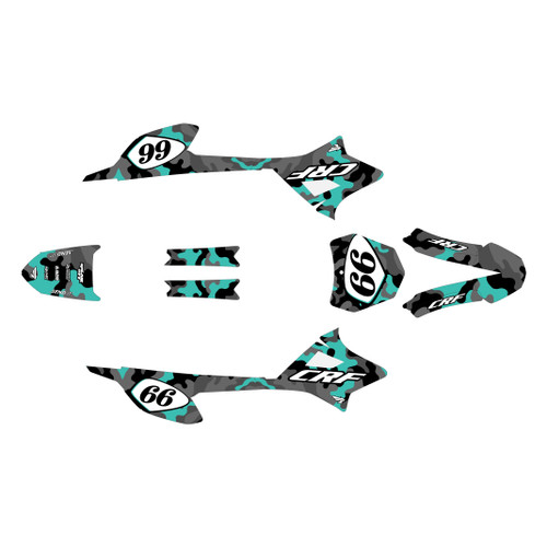 honda crf-e2 graphics kit 2022-2026 invasion series teal