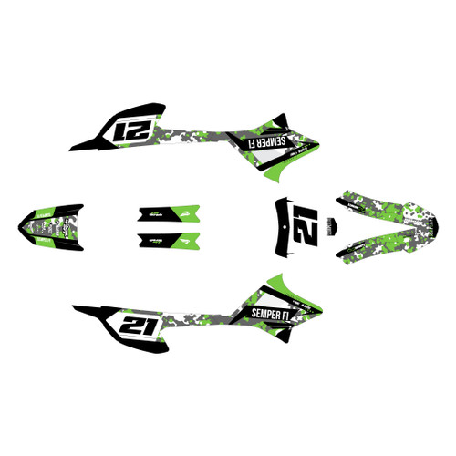 honda crf-e2 graphics kit 2022-2026 semperfi series green