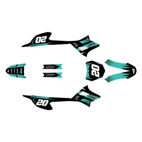 honda crf-e2 graphics kit 2022-2026 spear series teal