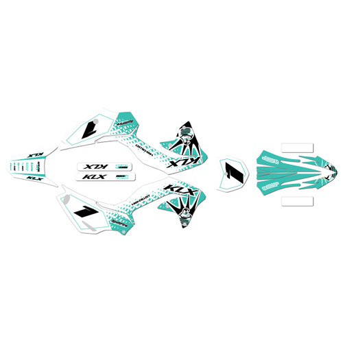 kawasaki klx230r graphics kit 2020-2024 lancaster series teal-shift