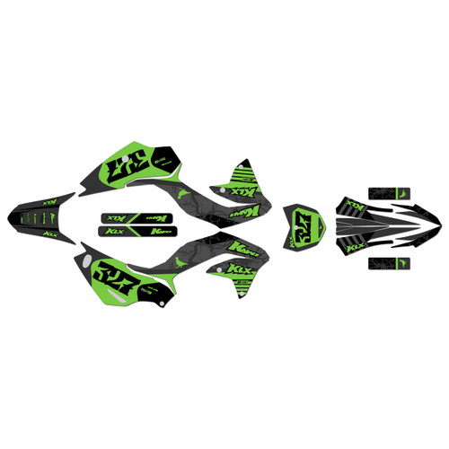 kawasaki klx230r graphics kit 2020-2024 rail series green-shift
