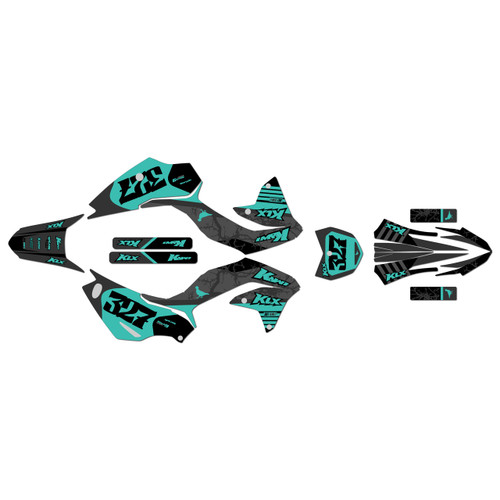 kawasaki klx230r graphics kit 2020-2024 rail series teal-shift
