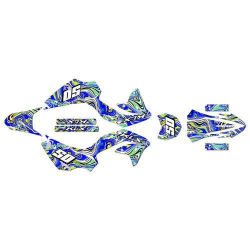 kawasaki klx230r graphics kit 2020-2024 snagged series blue