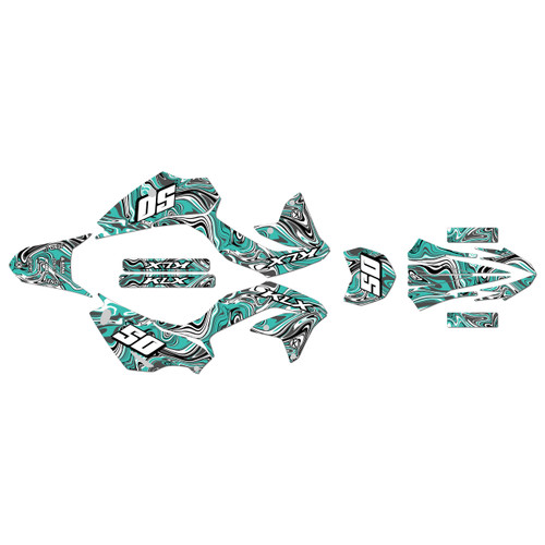 kawasaki klx230r graphics kit 2020-2024 snagged series teal