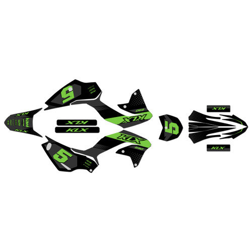 kawasaki klx230r graphics kit 2020-2024 turbo series green-shift