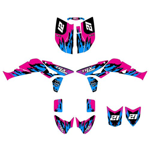 honda trx450r graphics kit 2004-2005 throwback series magenta