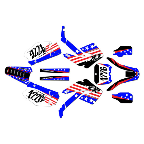 honda cr125 graphics kit 2000-2001 usa series blue