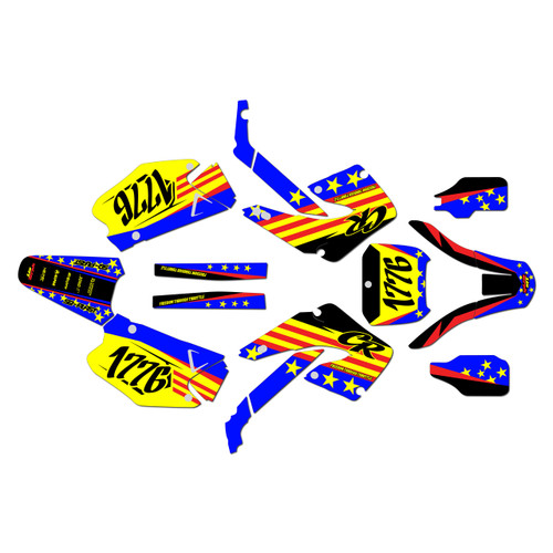 honda cr250 graphics kit 2000-2001 usa series yellow