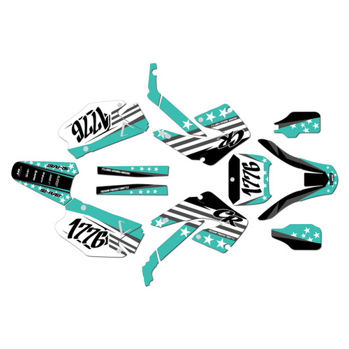 honda cr250 graphics kit 2000-2001 usa series teal