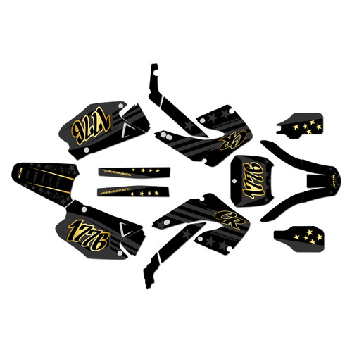 honda cr250 graphics kit 2000-2001 usa series gold