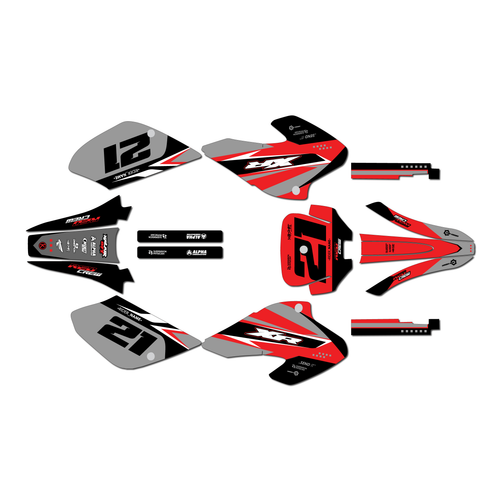 honda xr80-xr100 graphics kit 2001-2003 crew series red