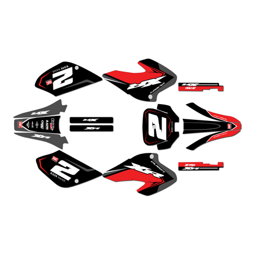 honda xr80-xr100 graphics kit 2001-2003 lightning series red
