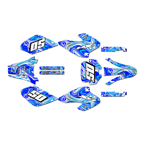 honda xr80-xr100 graphics kit 2001-2003 snagged series blue