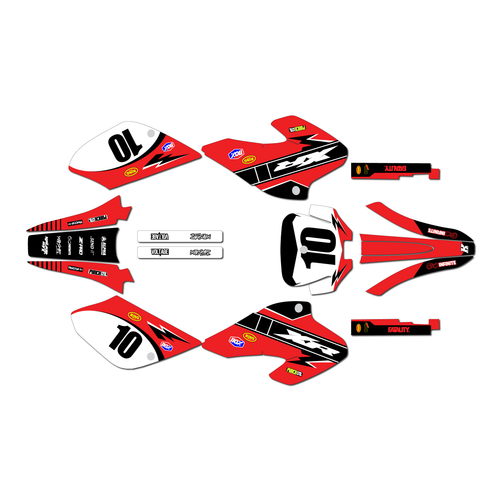 honda xr80-xr100 graphics kit 2001-2003 speed series red