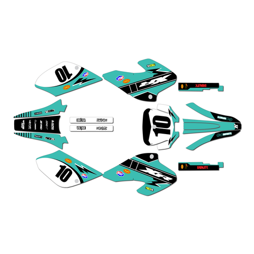 honda xr80-xr100 graphics kit 2001-2003 speed series teal