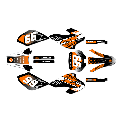 honda xr80-xr100 graphics kit 2001-2003 turbo series orange