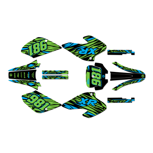 honda xr80-xr100 graphics kit 2001-2003 twitch series green