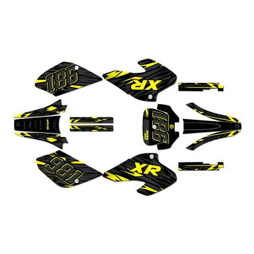 honda xr80-xr100 graphics kit 2001-2003 twitch series yellow