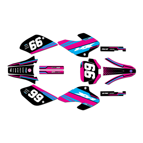 honda xr80-xr100 graphics kit 2001-2003 viper series cyan