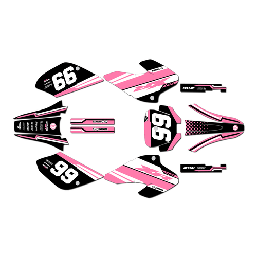 honda xr80-xr100 graphics kit 2001-2003 viper series pink