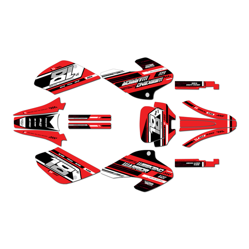 honda xr80-xr100 graphics kit 2001-2003 warrior series red