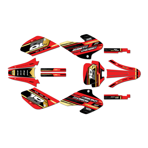 honda xr80-xr100 graphics kit 2001-2003 warrior series gold