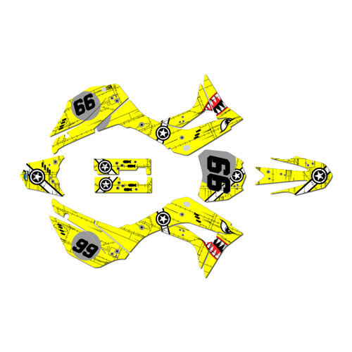 honda crf110f graphics kit 2019-2026 predator series yellow
