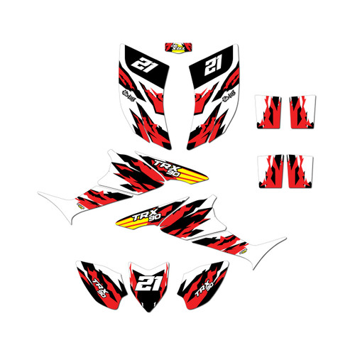 honda trx90 graphics kit 2006-2026 throwback series red