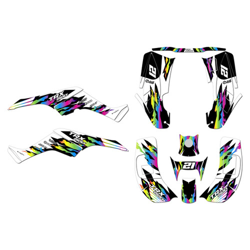 honda trx250ex graphics kit 2001-2004 throwback series rainbow