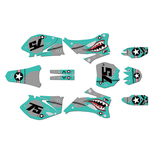 yamaha yz450f graphics kit 2006-2007 predator series teal