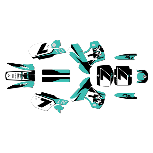 kawasaki kx500 graphics kit 1989-1998 legend series teal