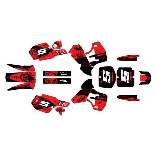 kawasaki kx500 graphics kit 1989-1998 night series red