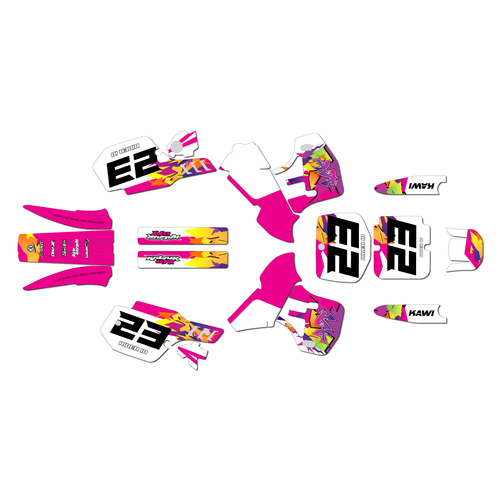 kawasaki kx500 graphics kit 1989-1998 throwback series magenta