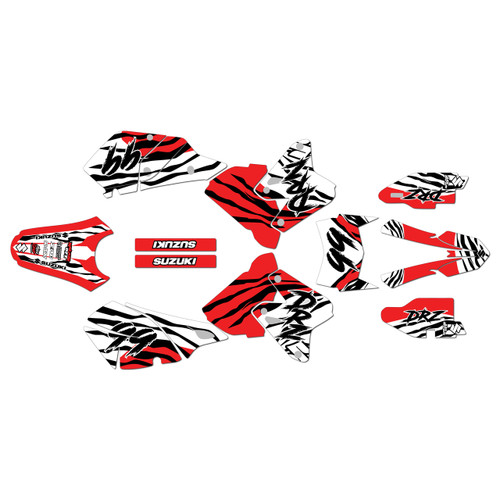 suzuki drz400 graphics kit 2000-2024 raid series red