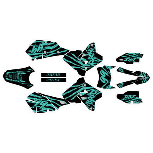 suzuki drz400 graphics kit 2000-2024 raid series teal