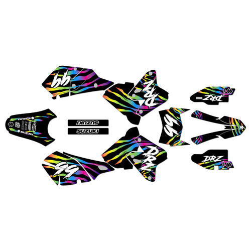 suzuki drz400 graphics kit 2000-2024 raid series rainbow