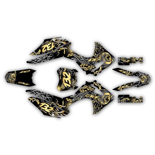 honda crf125f graphics kit 2013-2018 core series gold