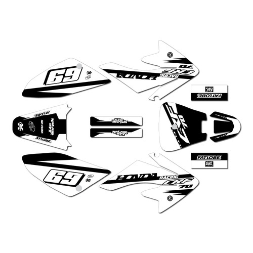 honda crf70 graphics kit all years voltiac series white