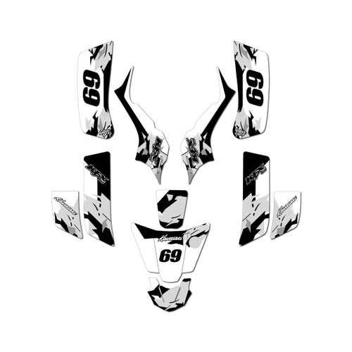 kawasaki kfx50 graphics kit 2003-2006 throwback series white