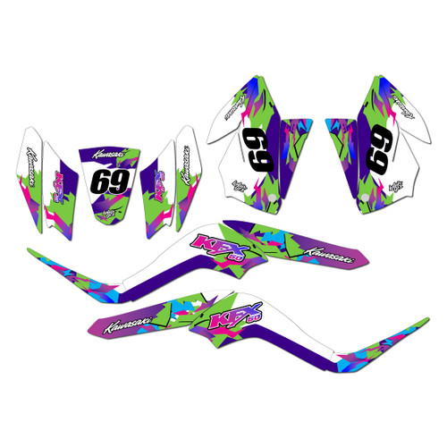 kawasaki kfx50 graphics kit 2007-2022 throwback series purple