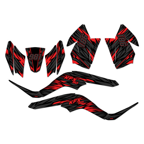 kawasaki kfx50 graphics kit 2007-2022 twitch series red