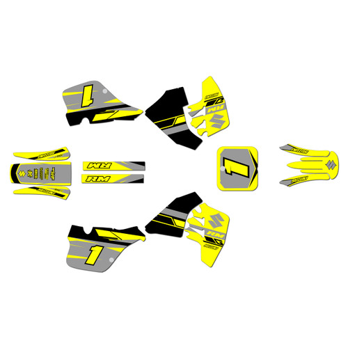 suzuki rm125 graphics kit 1989-1992 blaze series yellow