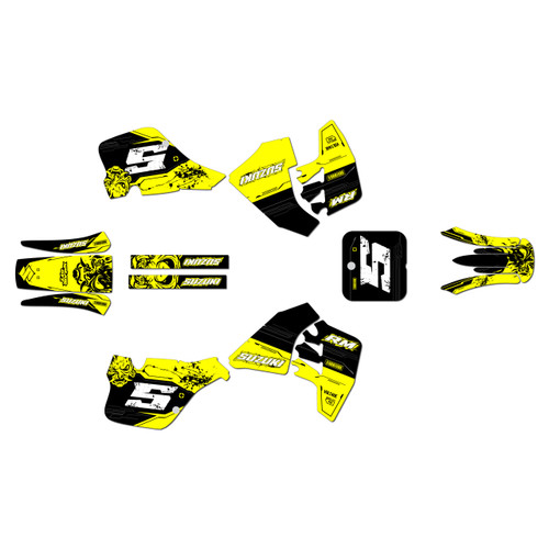 suzuki rm125 graphics kit 1989-1992 nightcity series yellow