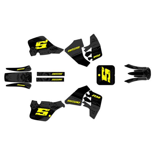 suzuki rm125 graphics kit 1989-1992 nightcity series yellow-shift